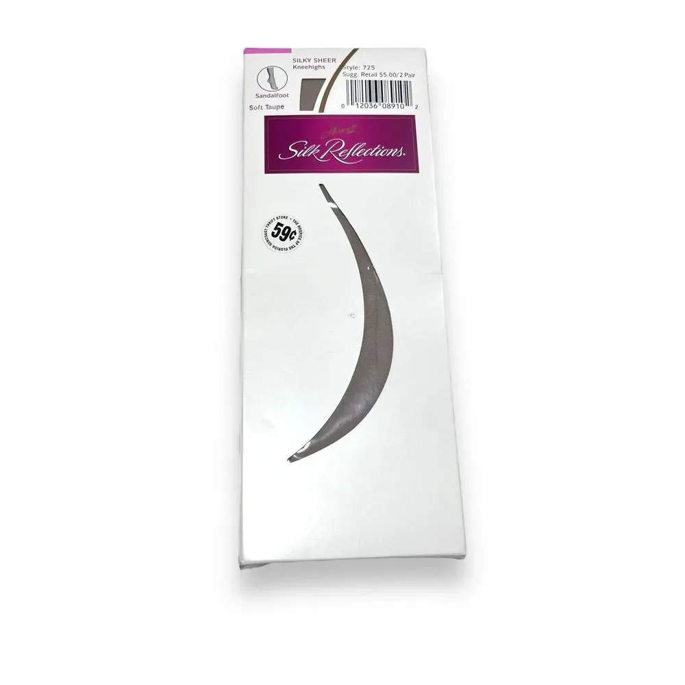 Vintage Hanes Silk Reflections Silky Sheer‎ Knee Highs 2-Pack Soft Taupe